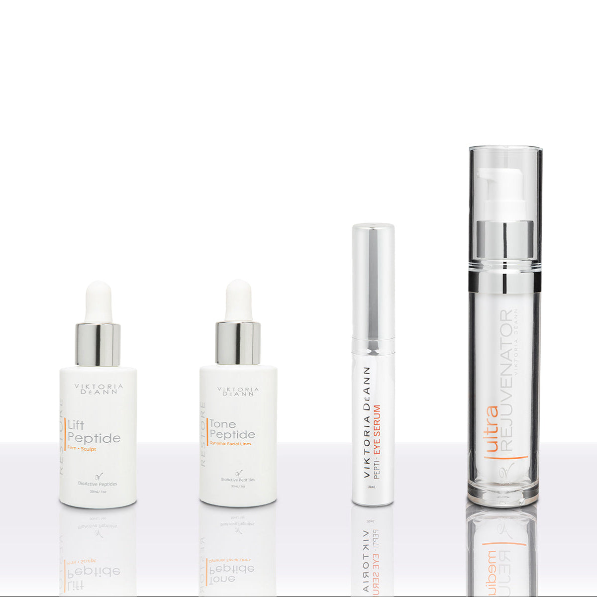 Set of skincare products with visible branding on a white background